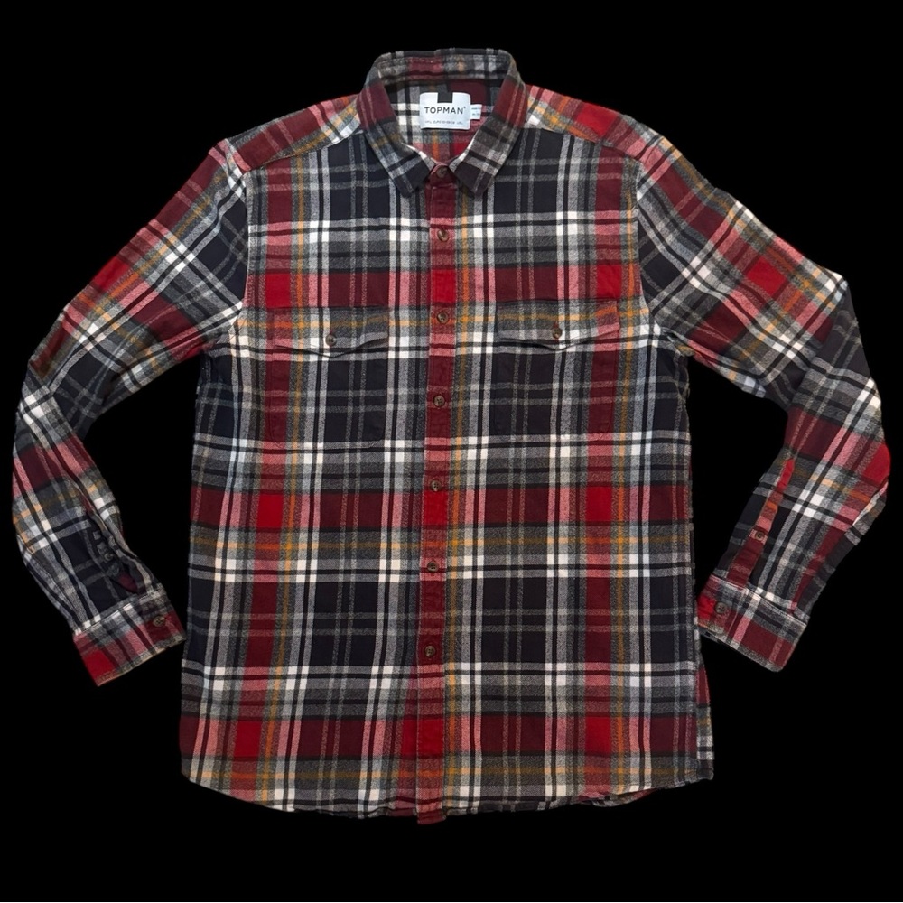 Topman Men’s Long Sleeved Button Up Plaid Shirt Size: L Color: Multi Colors